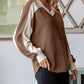 7Th Ray - Color Block Ribbed V-neck Top