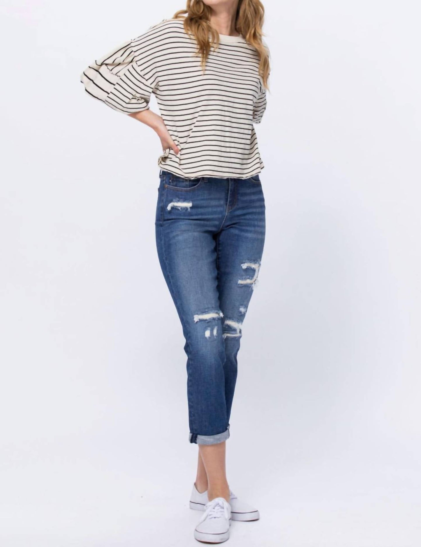 Judy Blue - Thermal Patch Boyfriend Jeans