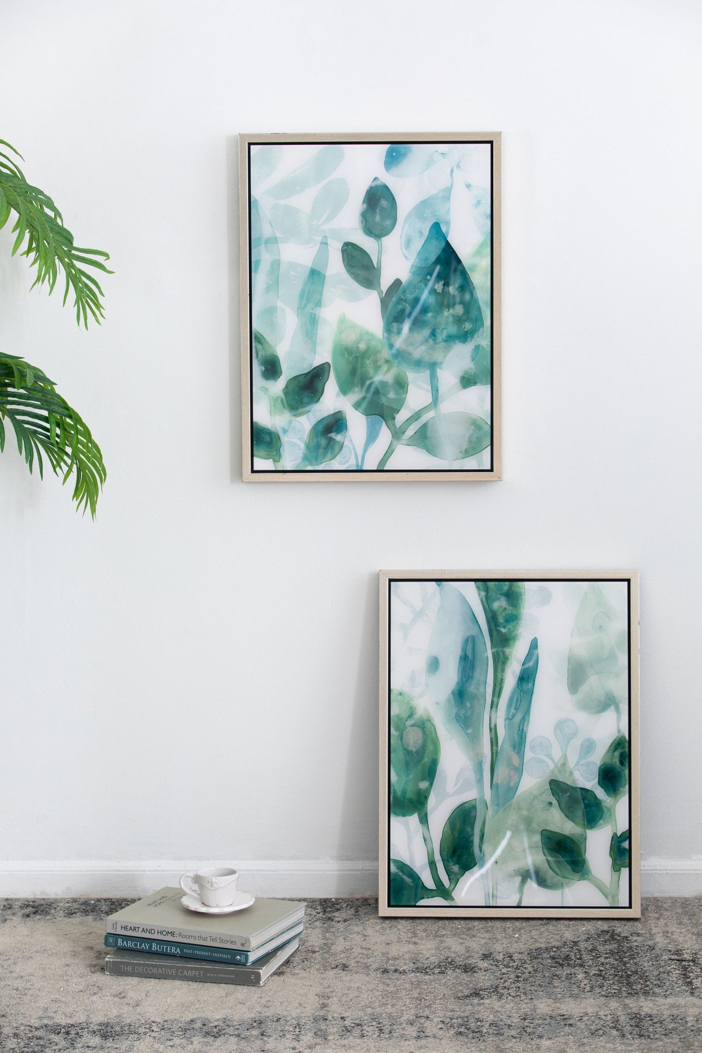 Sylvan Serenity™ — Set of 2 Blue & Green Leaf Acrylic Prints