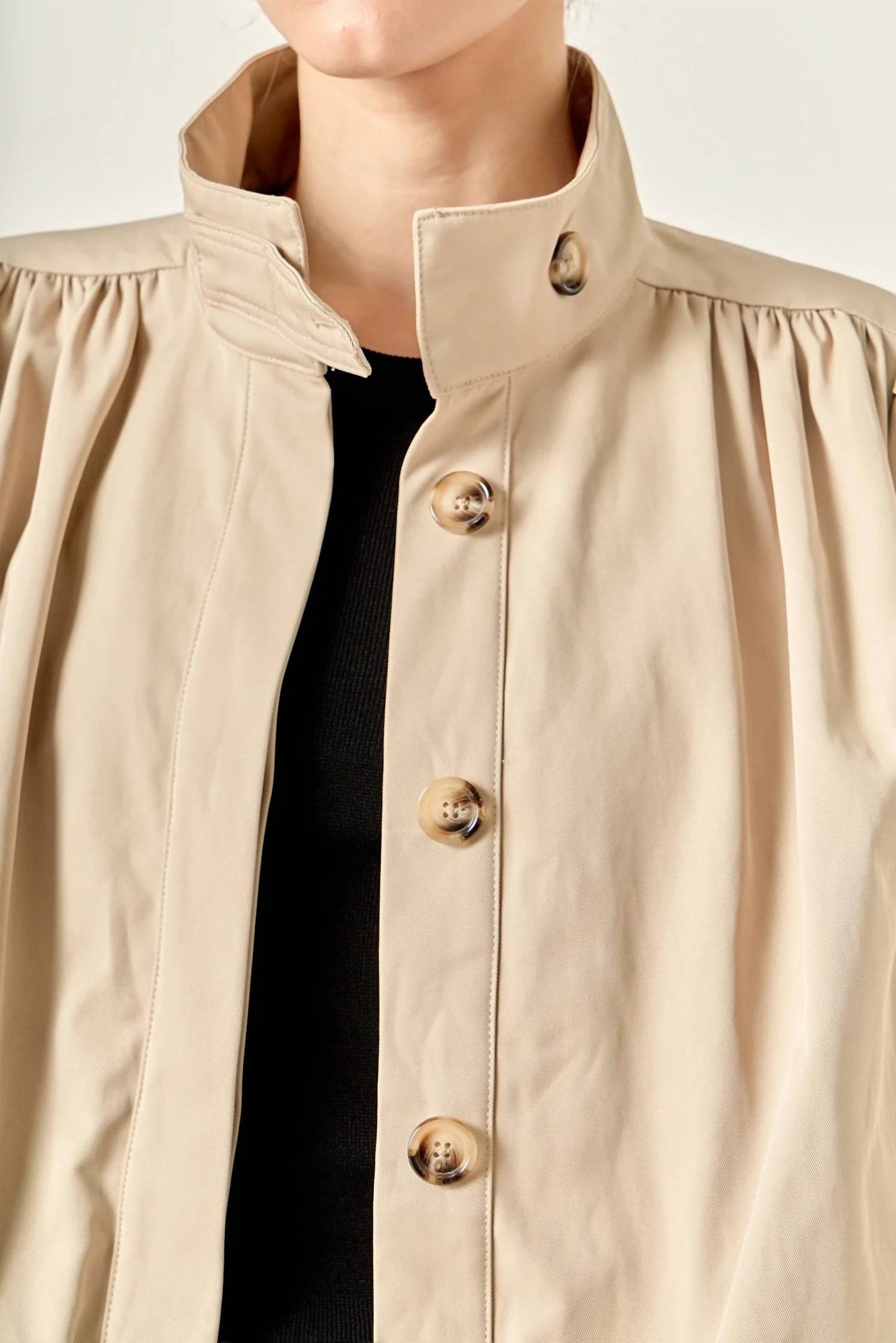 English Factory - Campbell Shirred Short Trench Coat