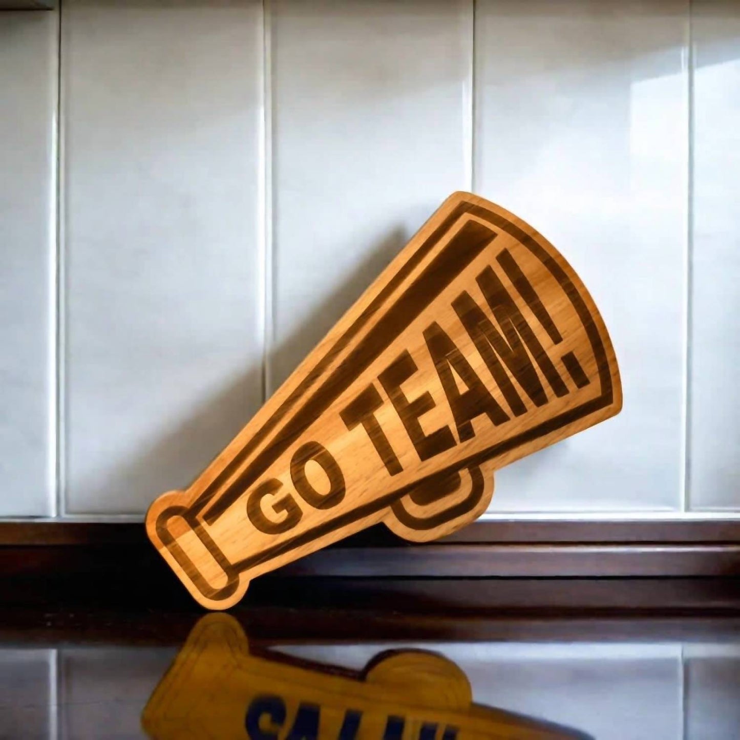 Creative Gifts International - Go Team Megaphone Wood Board - 9.25" x 16"