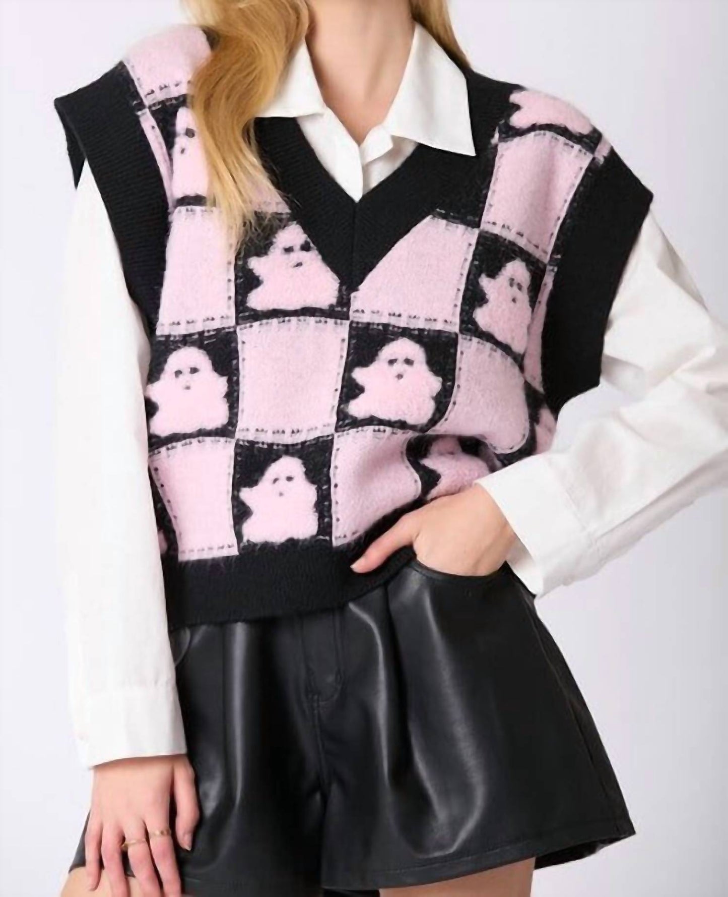 Peach Love - Pinky Boo 3d Yarn Ghost Halloween Vest