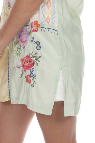 Paparazzi - Patchwork Embroidered Tunic with Slit Sides