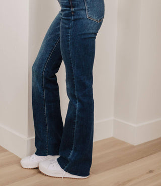 Judy Blue - Mid Rise Raw Hem Bootcut Jeans