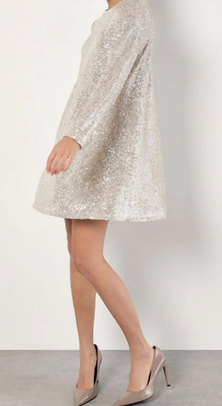 Apricot - Sequin A Line Flare Dress