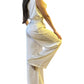 A.C.G. Los Angeles - Satin Wide Leg Pants & Cowl Neck & Flower Sleeveless Top