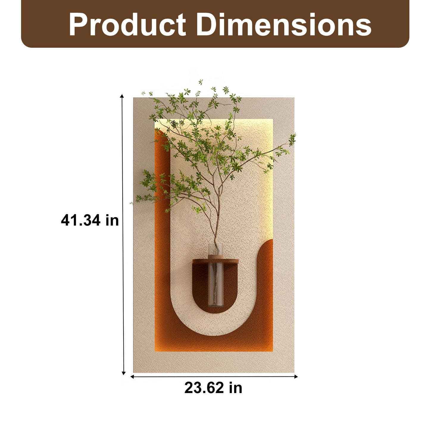 Adjustable 3 Color LED Sandstone Wall Decor with Simulated Plants, Vase & Rabbit Statue