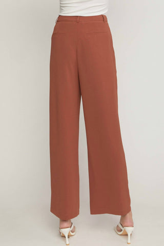 Entro - High Waisted Full Leg Pants With Pockets