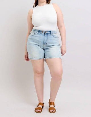 Judy Blue - High Rise Mid Length Dad Denim Short