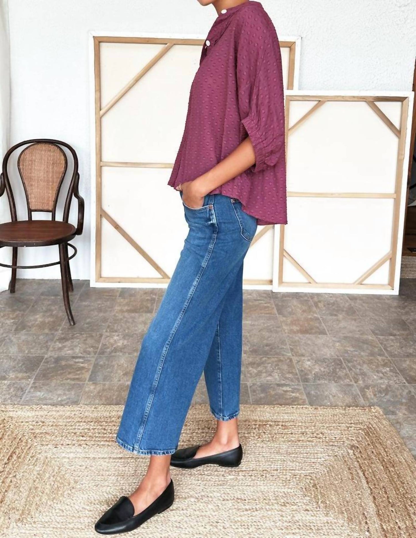 Emerson Fry - Mandarin Collar One Size Top