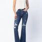 Judy Blue - Midrise Button Fly Trouser Flare With Distressing