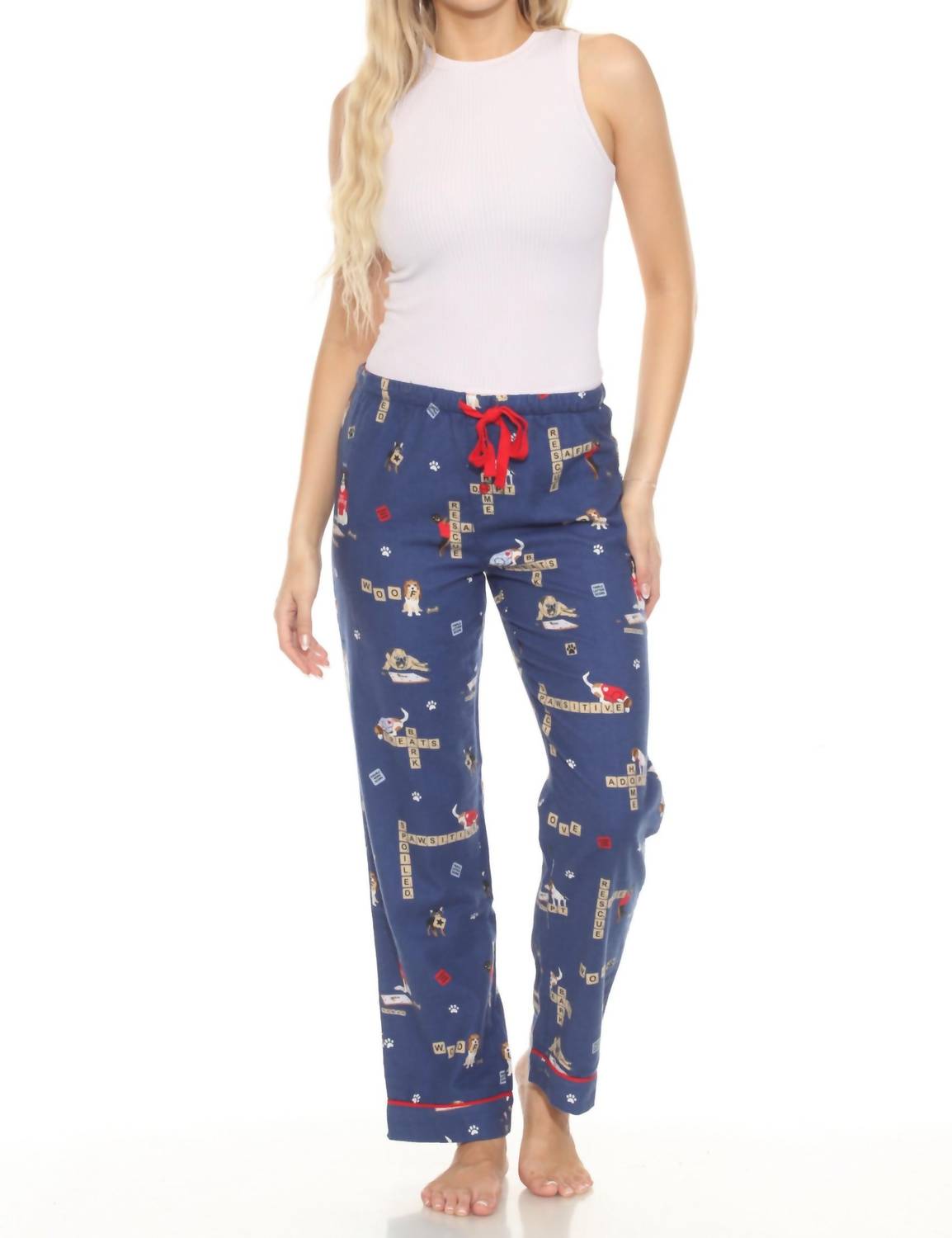 Pj Salvage - Women's Dark Denim Love Leo Rescue Flannel Pajama Pant