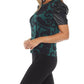 Joseph Ribkoff - Absolute Paisley Faux Leather Puff Sleeve Top