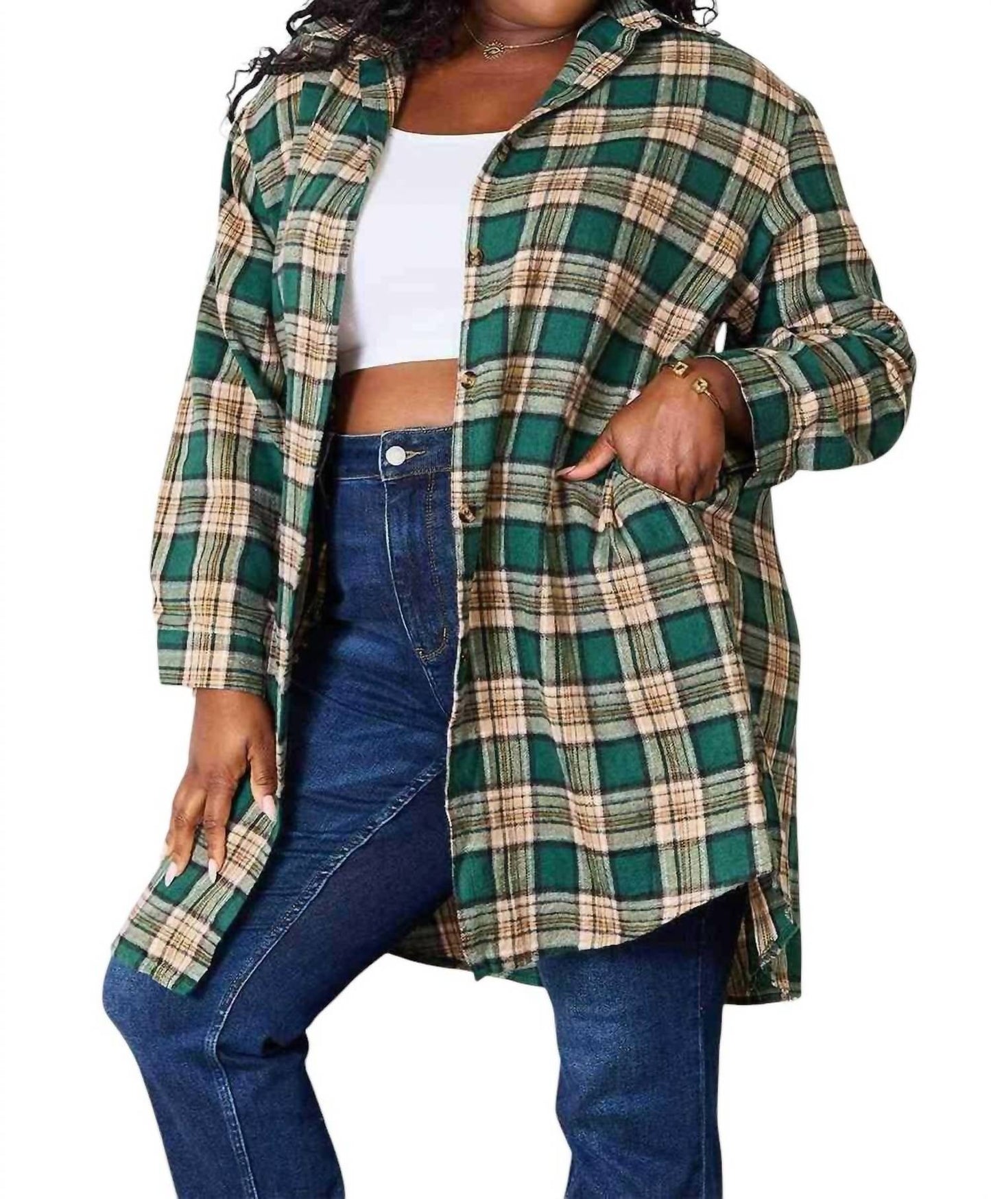 Double Take - Effortlessly Elegant Plaid Collared Shirt