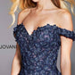 Jovani - Floral Embellished Off Shoulder Evening Dress