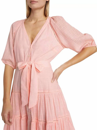 Veronica Beard - Dewey Tiered Cotton Button-up Tie Waist Dress