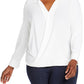 Foxcroft Claudette Wrap Top in Ivory, Size 3X