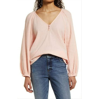 Caslon Small Seersucker Raglan Sleeve Top - Pink Chintz