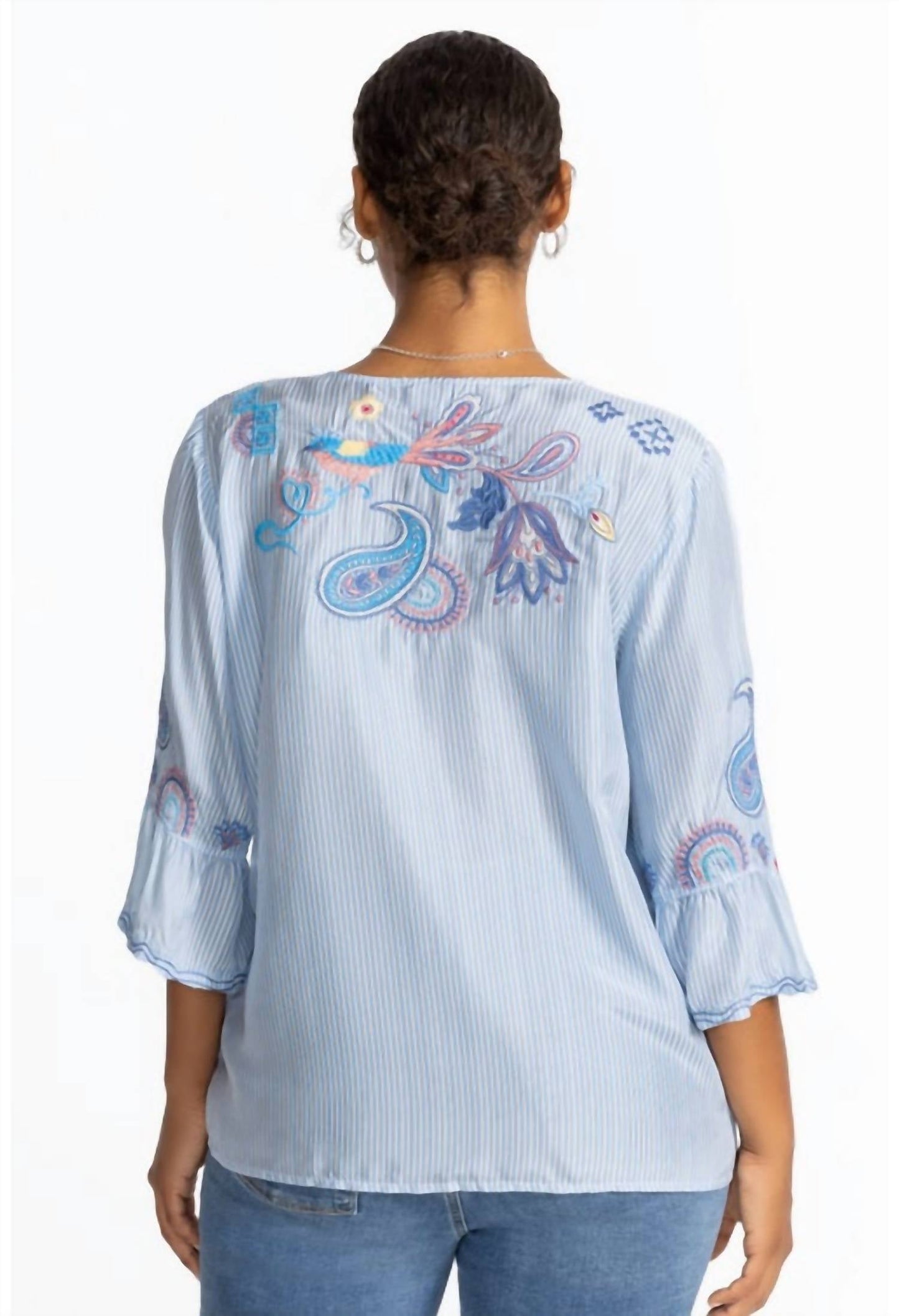 Johnny Was - WOMEN'S RUFFLE SLEEVE BLOUSE NEILLY PLUS