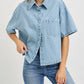Risen - Cropped Denim Button Down Shirt