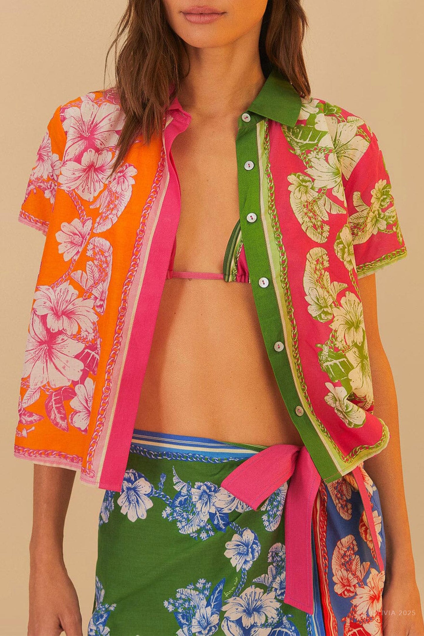Farm Rio - Mixed Scarves Floral Elegance Shirt