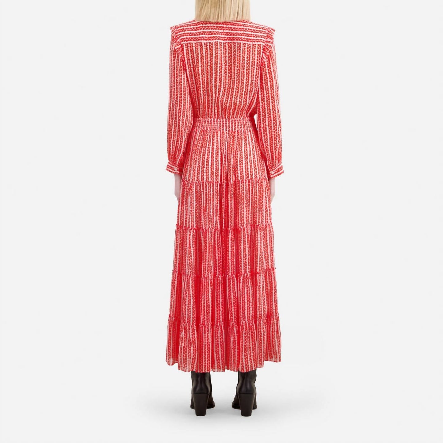 The Kooples - Floral Stripe Tiered Maxi Collared Shirt Dress