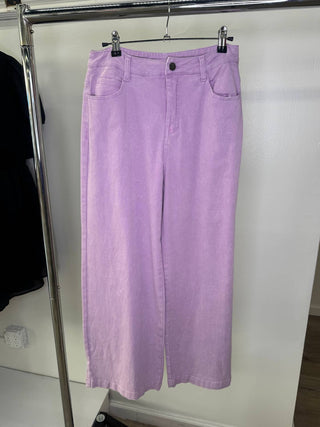 Entro - High Rise Button Front Wide Leg Jeans