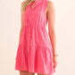 Cozy Co. - Broderie Anglaise Sleeveless V Neck Mini Dress