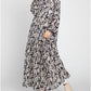 Calista - Oslo Long Sleeve Floral Patterned Tiered Midi Dress