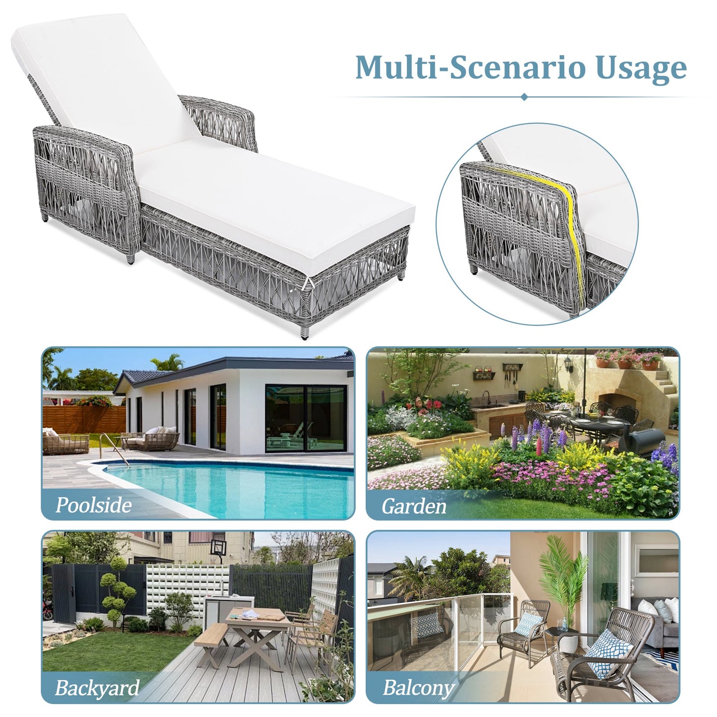 GO 2 Piece Long Reclining Chaise Outdoor Wicker Lounge Set