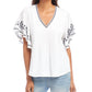 Karen Kane - Women's Embroidered Flutter Sleeve Top