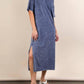 Very J - Mineral Washed Casual Comfy Midi Dress