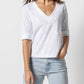 Lilla P - Cuffed Elbow Sleeve V-neck Tee