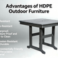 HDPE Outdoor Patio Dining Set with Table and 4 Chairs