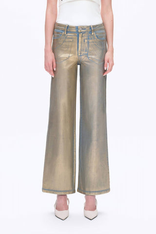 Bayeas - Metallic High Rise Wide Leg Jeans
