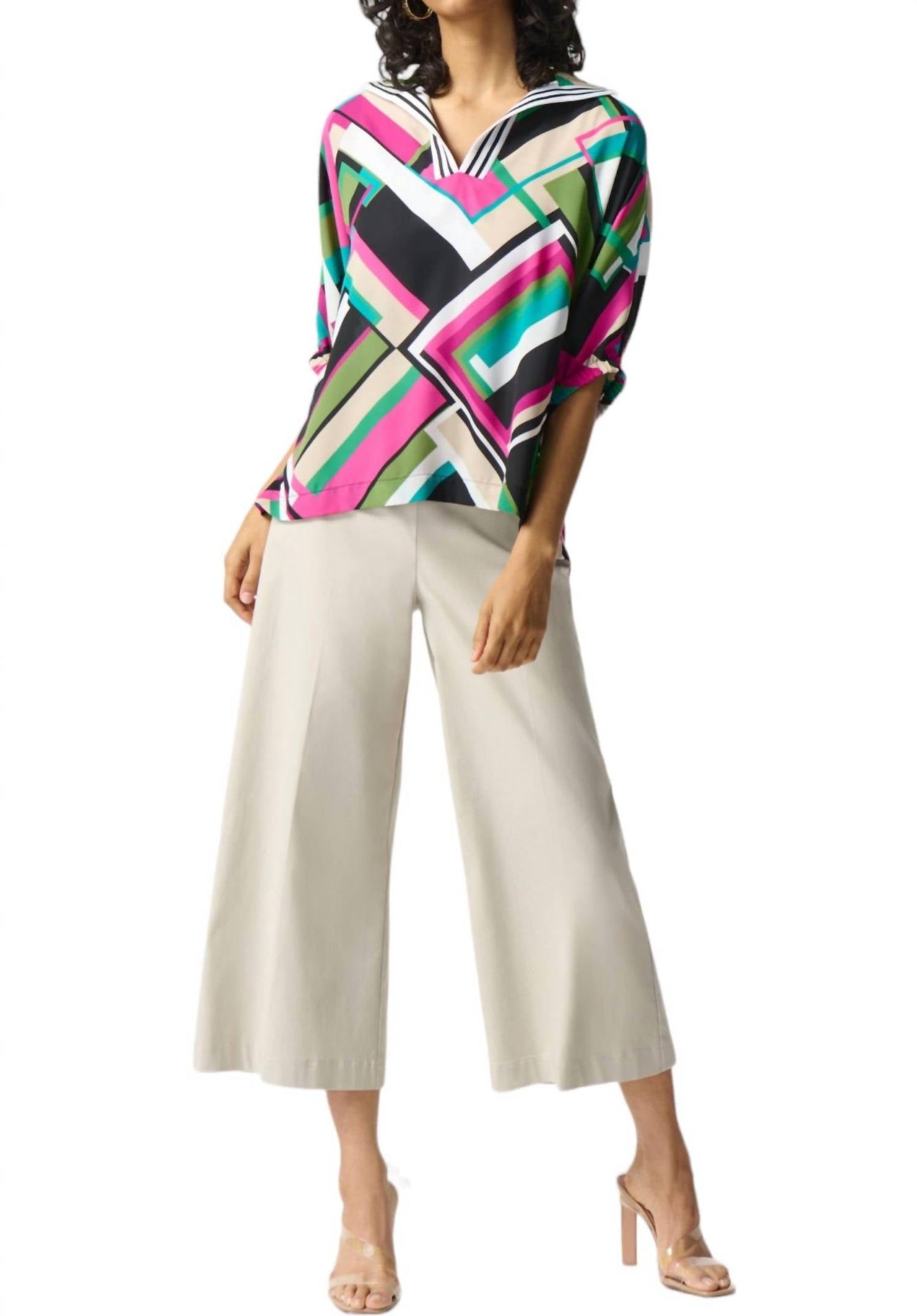 Joseph Ribkoff - GEORGETTE GEOMETRIC PRINT BOXY TOP