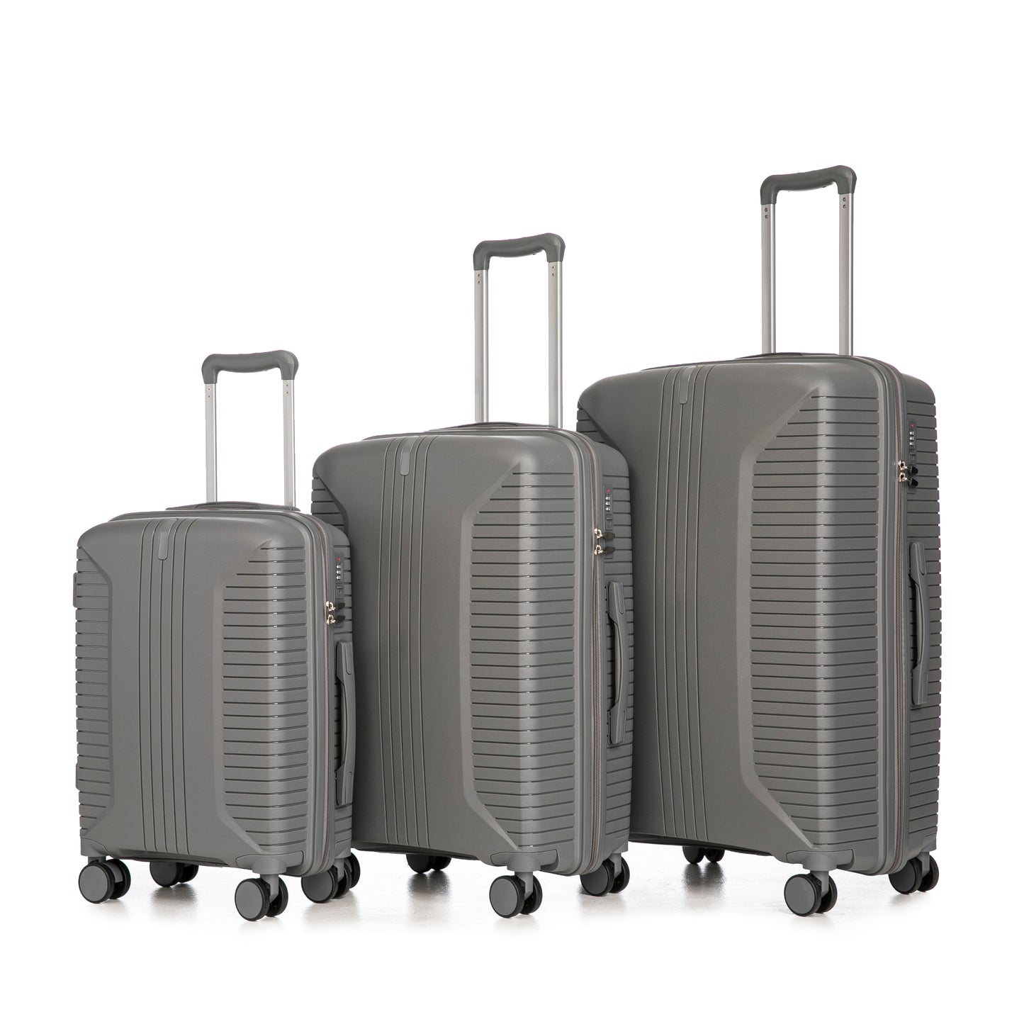 3-Piece Luggage Set – 20" / 24" / 28" ABS Spinner Suitcase with 360° Wheels & Combination Lock  (Silver grey)