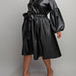 The Curve La - Plus Size Faux Leather Button Front Fit Flare Dress