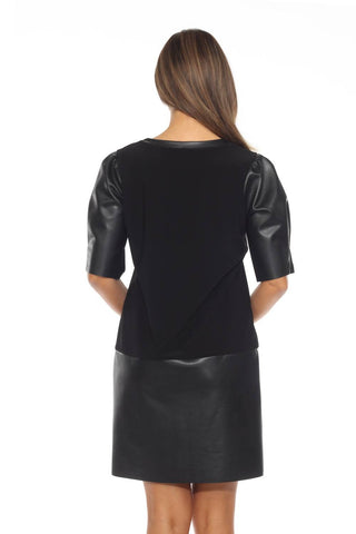Joseph Ribkoff - Faux Leather Puff Sleeve Dress