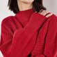 Apricot - High Neck Cable Batwing Jumper