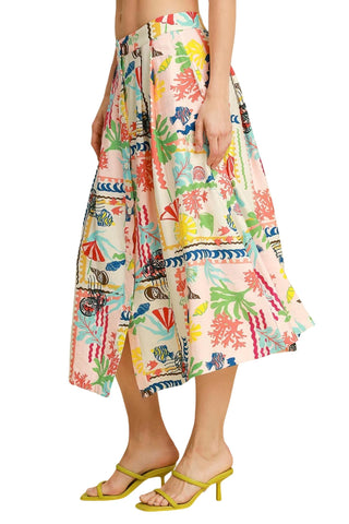 Umgee - Abstract Print Front Button Down Skirt