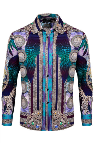 Barabas - Men's Striking Look Rhinestone Long Sleeve Shirt