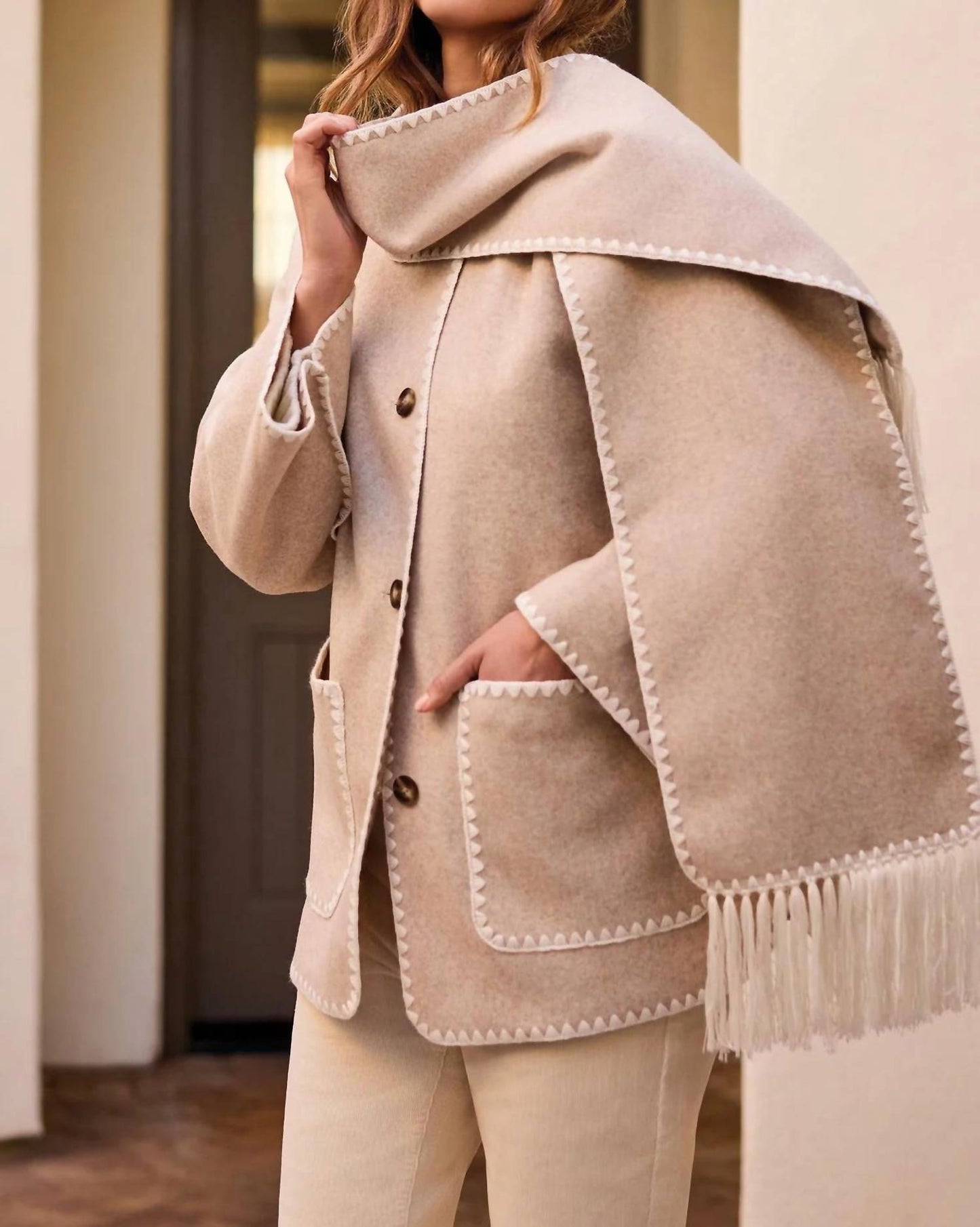 Tribal - Long Sleeve Button Front Coat