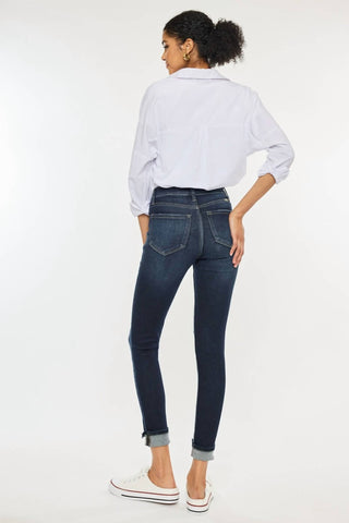Kancan - High Rise Button Down Cuffed Ankle Skinny Jeans