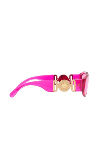 Versace - Geometric Plastic Sunglasses with Pink Lens