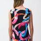Joseph Ribkoff - Brushstroke Print Waist Sash Sleeveless Top