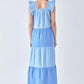 English Factory - Ruffle Detail Colorblock Midi Dress