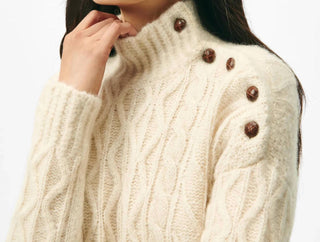 Brooks Brothers - Funnel Neck Aran Llama Blend Sweater