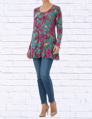 Diva Usa - Sibella Pleated Front Long Sleeve Blouse