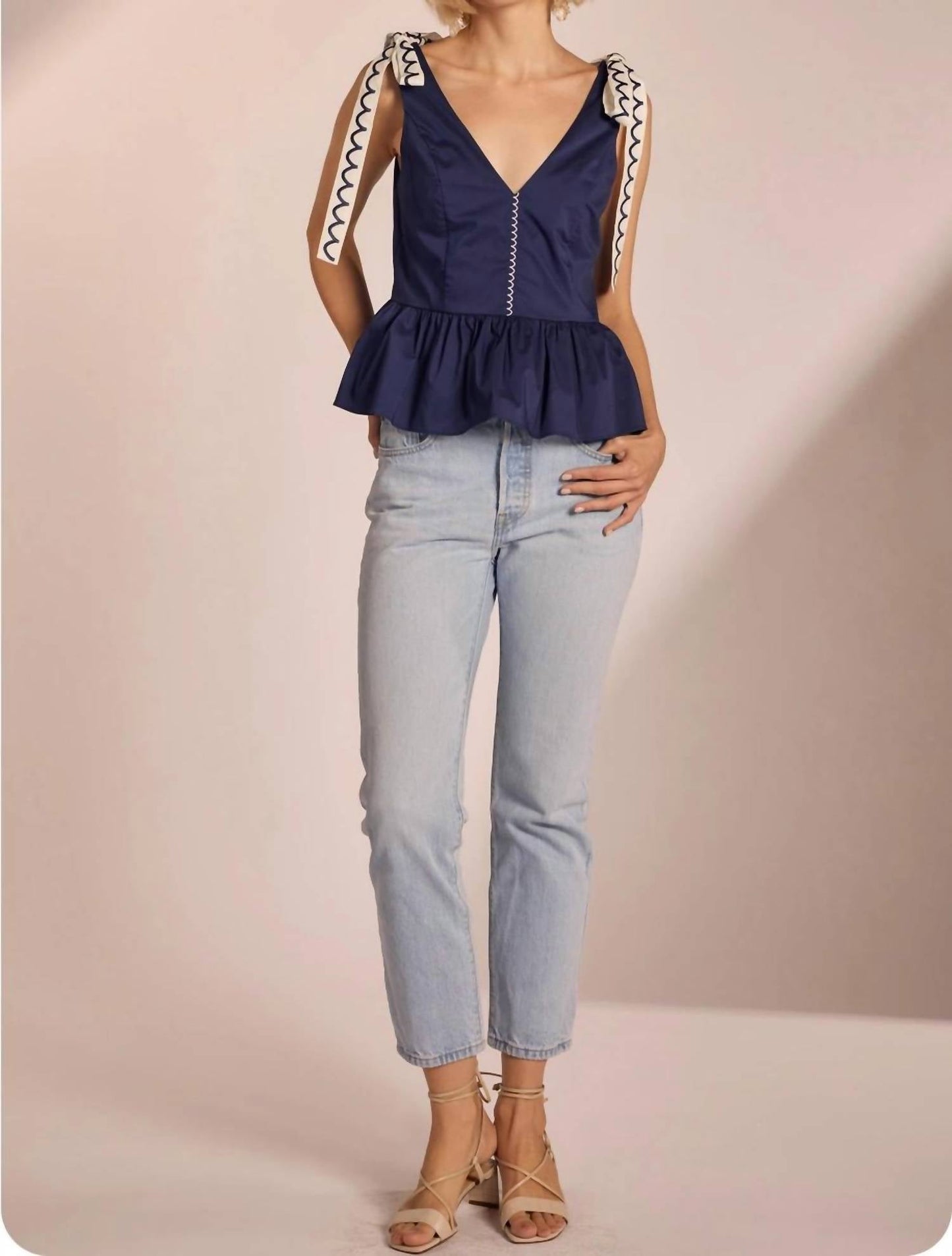 Strut & Bolt - Scallop Embroidery Sleeveless Top